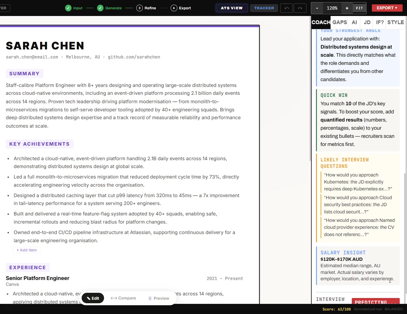 Evidence verification interface