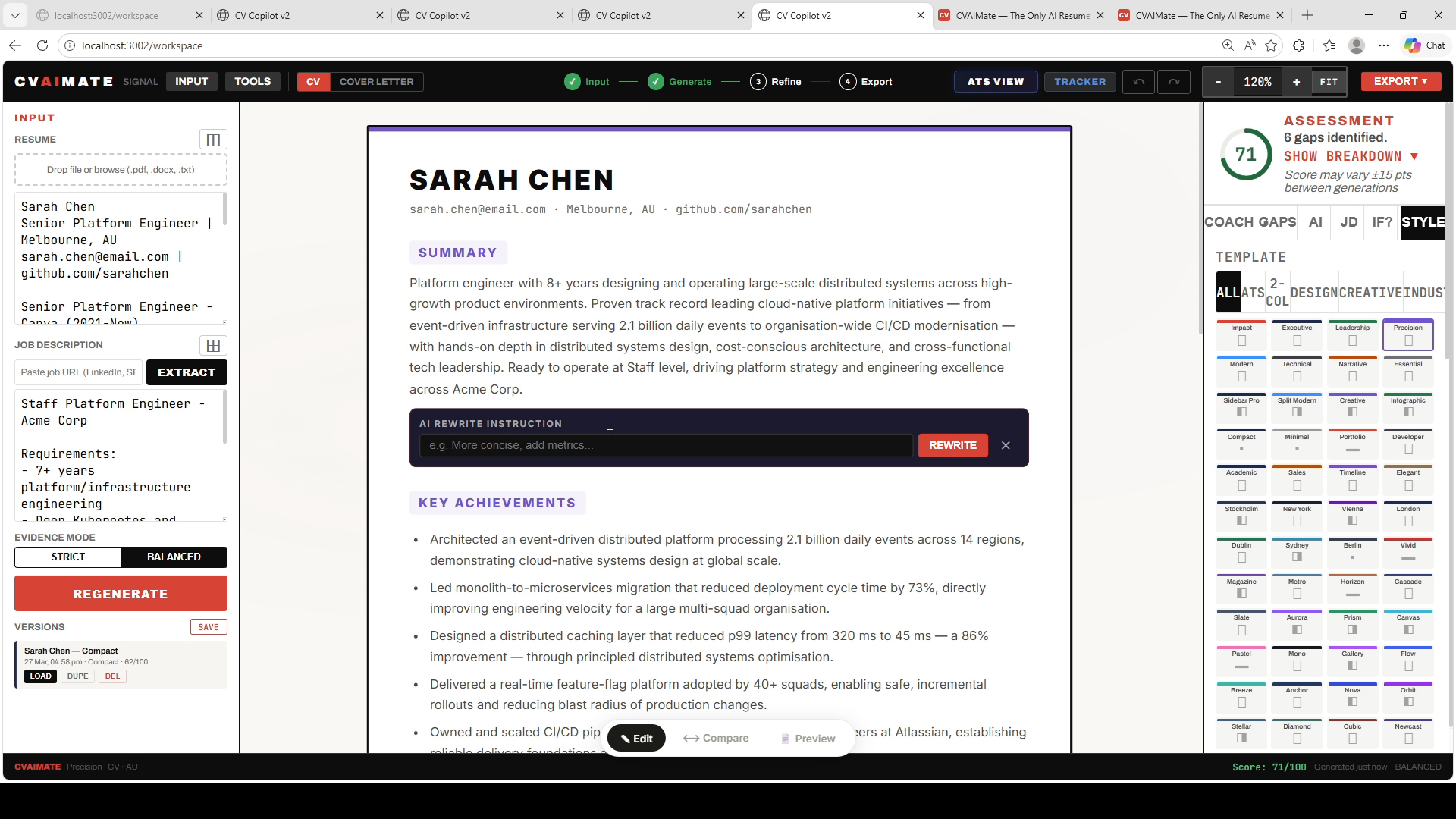 AI Rewrite inline editor